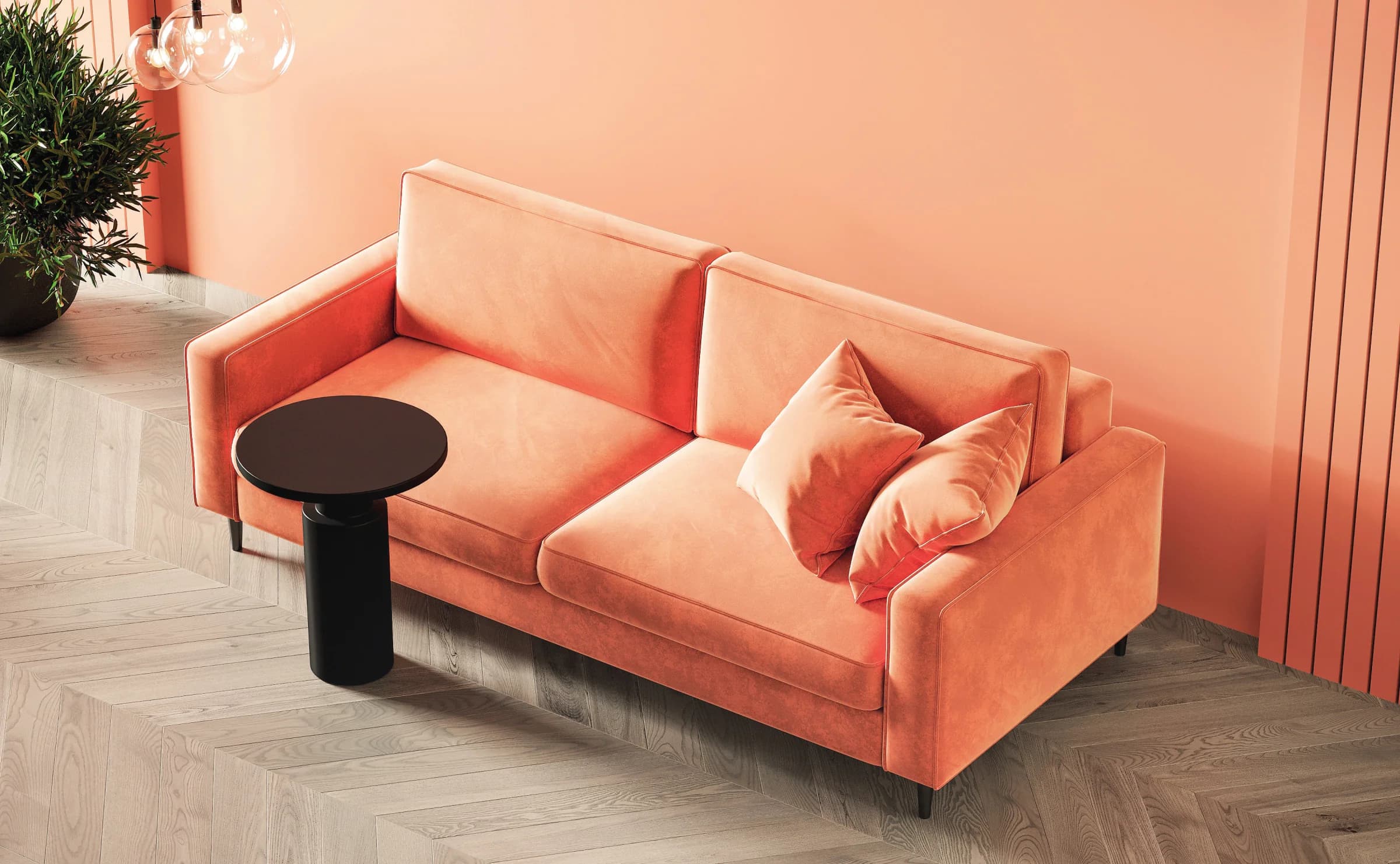 Dettagli: il Peach Fuzz nei vari ambienti della casa, per donare un tocco di freschezza e un nuovo equilibrio cromatico.