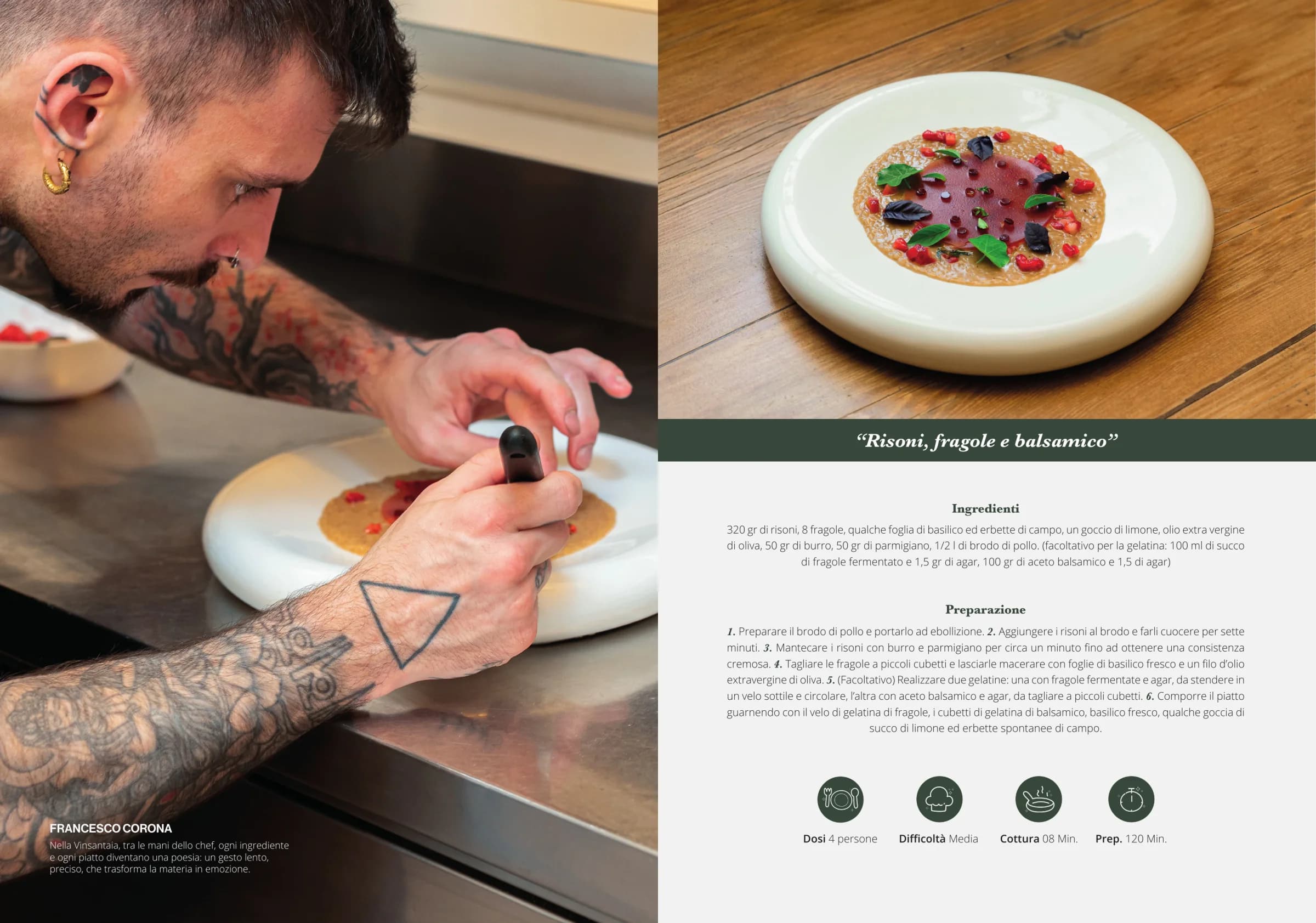 La ricetta dello chef Francesco Corona: Risoni, fragole e balsamico - tratta dal magazine Prato è Casa n°7.